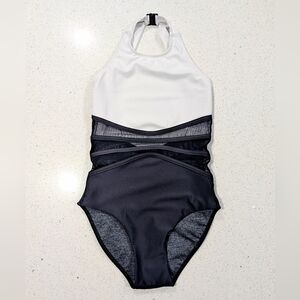 5dancewear Five 5 PA Small Gymnastics Dance Leotard TUXEDO White BLACK TIE Event